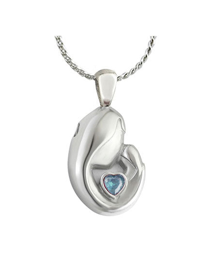 Mother & Child Blue Crystal Ashes Urn - Love Charms™ Option