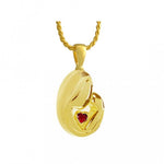 Mother and Child Red Crystal Gold Ashes Urn - Love Charms Option