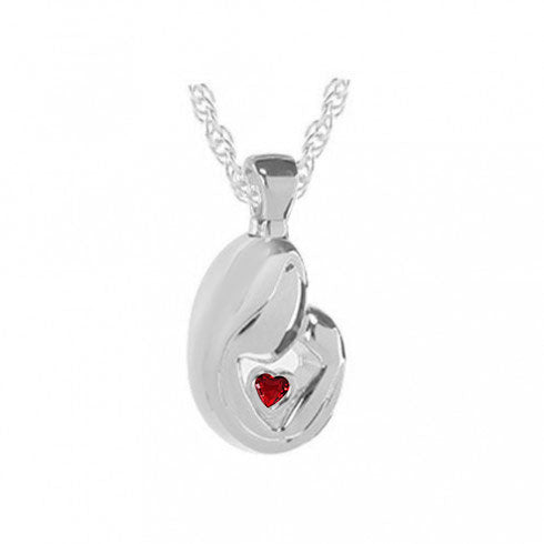 Mother & Child Red Heart Stainless Ash Urn - Love Charms™ Option