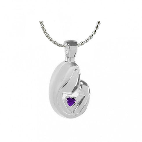 Mother & Child Purple Crystal Jewelry Urn - Love Charms Option