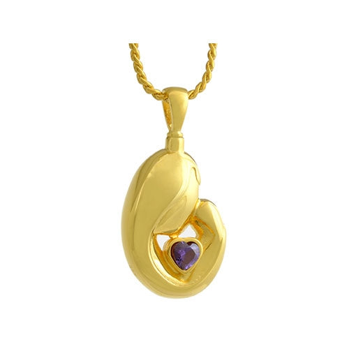 Mother and Child Purple Crystal Gold Ashes Urn - Love Charms Option