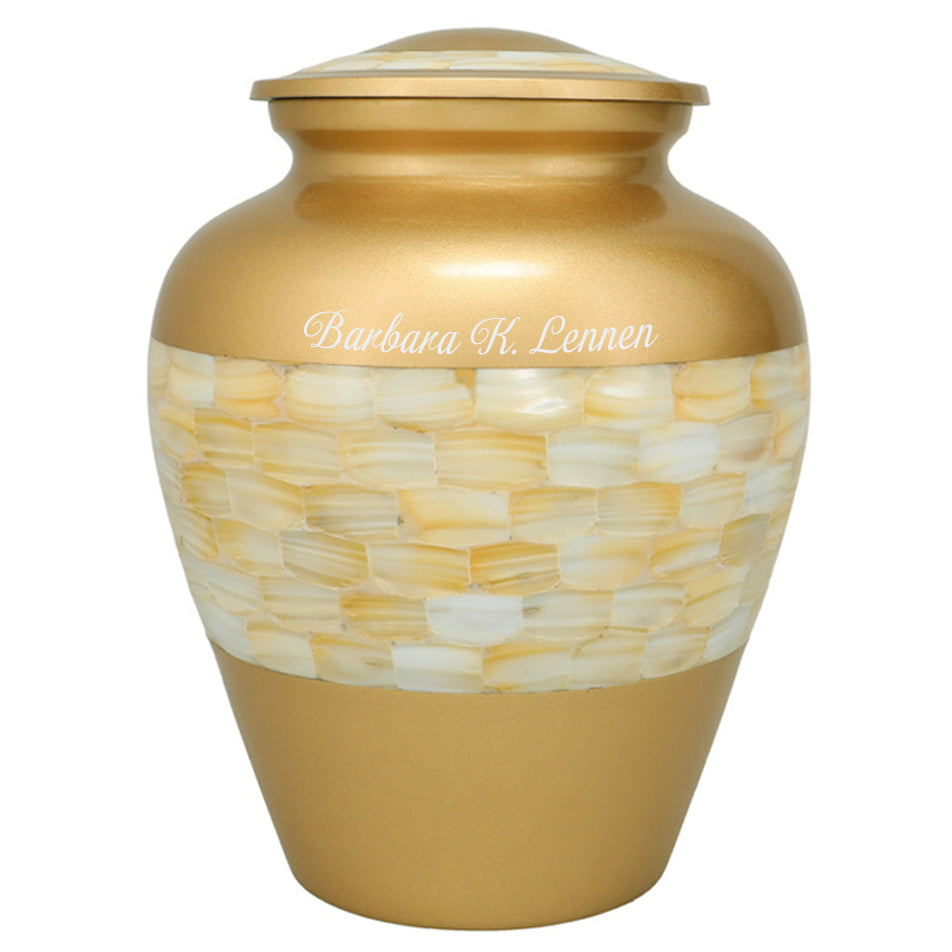 Mother of Pearl Memorial Urn - Tribute Wreath™ - Pro Laser Engraving