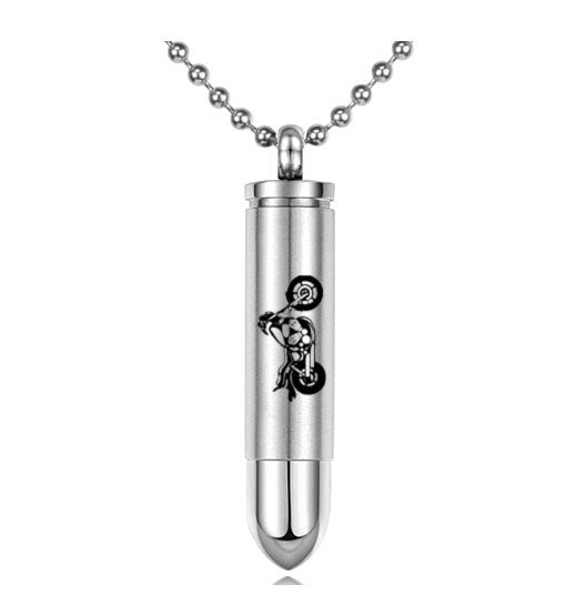 Motorcycle Bullet Magnum Pendant Urn - Love Charms Option
