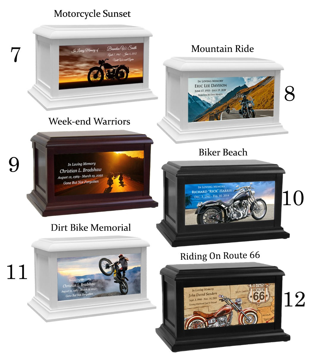 Motorcycle, Dirt Biker & Chopper Adult or Medium Wood Keep The Memory® Cremation Urn 