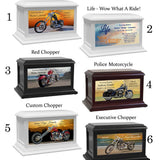 Motorcycle, Dirt Biker & Chopper Adult or Medium Wood Keep The Memory® Cremation Urn 