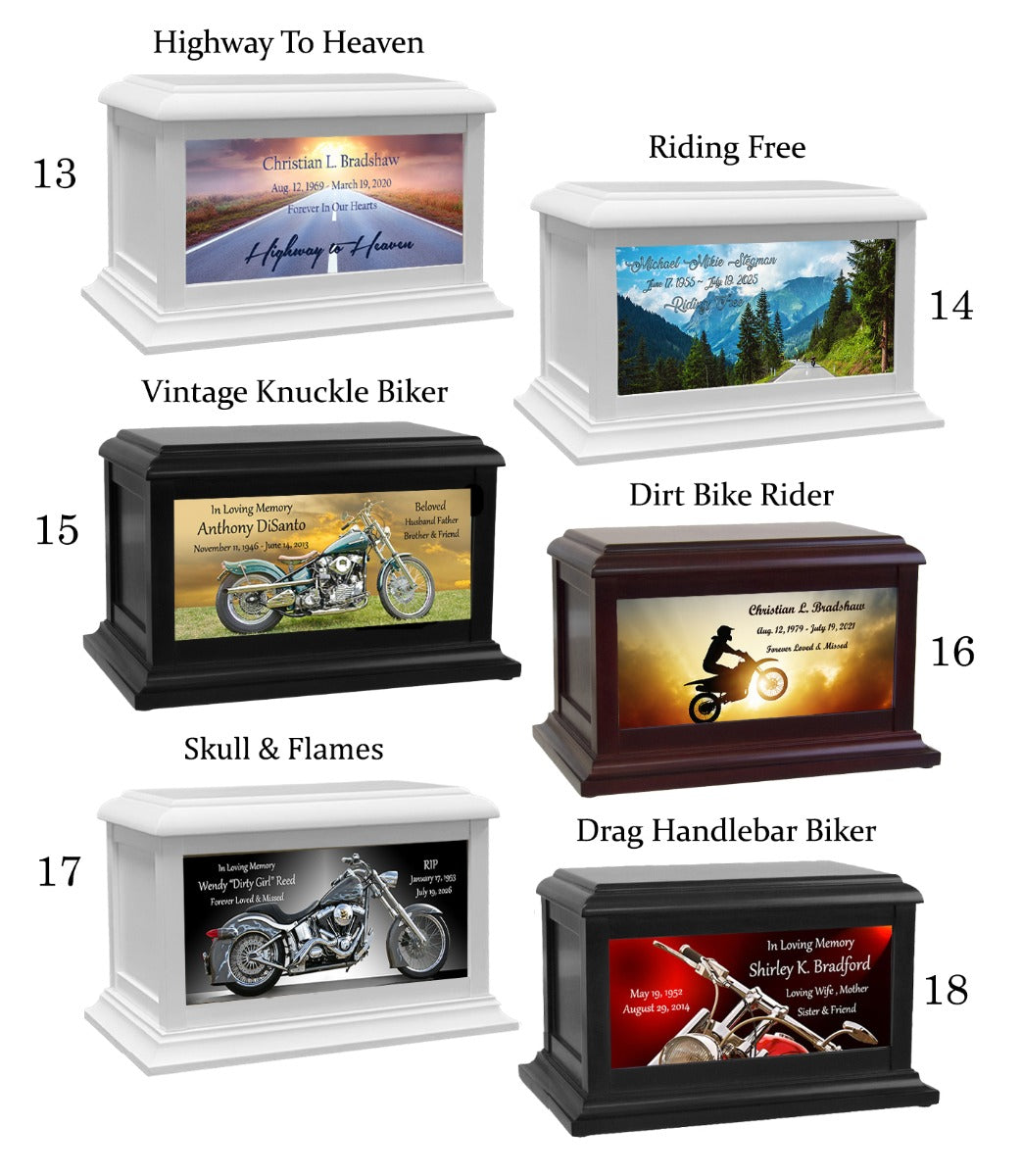 Motorcycle, Dirt Biker & Chopper Adult or Medium Wood Keep The Memory® Cremation Urn 