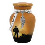 Motorcycle Rider Silhouette Keepsake Urn - Love Charms® Option
