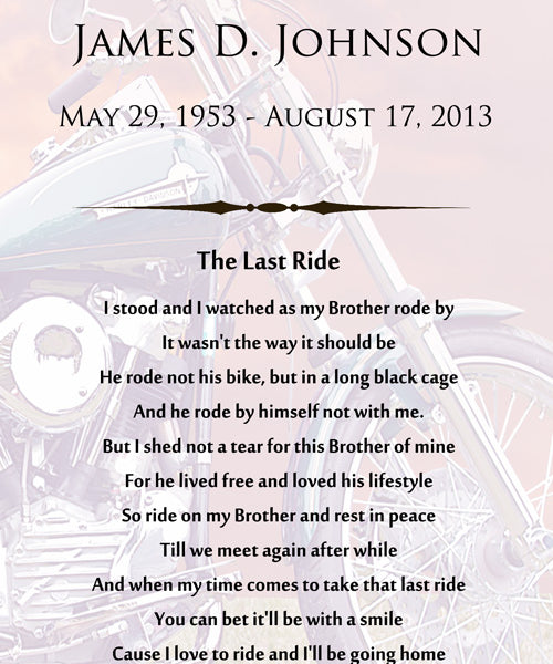 Motorcycle Poem Urn
