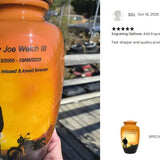 Motorcycle Rider Silhouette Medium or Adult Cremation Urn - Tribute Wreath™ - Pro Personalization - Burial Vault Option