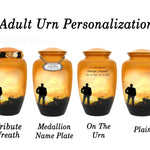 Free Cremation Adult Urn - Shipping Fee Required - Choose Urn Engraving - Tribute Wreath Option 