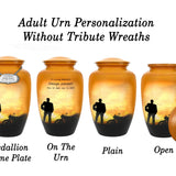 Motorcycle Rider Silhouette Medium or Adult Cremation Urn - Tribute Wreath™ - Pro Personalization - Burial Vault Option
