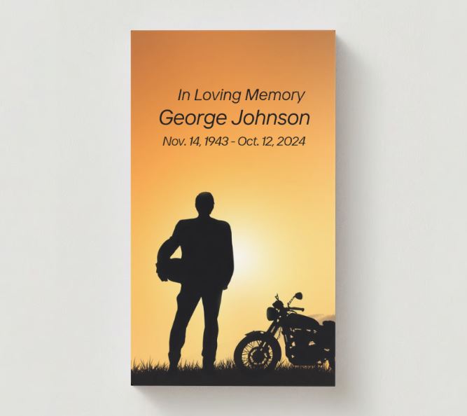 Motorcycle Rider Silhouette Ride Free Memorial Cards - Funeral  Cards - Celebration of Life Cards