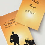 Motorcycle Rider Silhouette Ride Free Memorial Cards - Funeral  Cards - Celebration of Life Cards