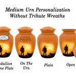Motorcycle Rider Silhouette Medium or Adult Cremation Urn - Tribute Wreath™ - Pro Personalization - Burial Vault Option