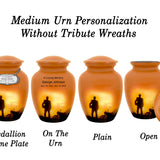Motorcycle Rider Silhouette Medium or Adult Cremation Urn - Tribute Wreath™ - Pro Personalization - Burial Vault Option