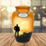 Motorcycle Rider Silhouette Medium or Adult Cremation Urn - Tribute Wreath™ - Pro Personalization - Burial Vault Option