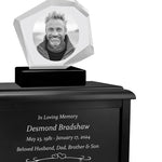 Mountain 3D Crystal Black, Brown or White Keep The Memory® Wood Urn Set - 3D Crystal Photo Engraved Wood Urn