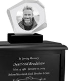 Mountain 3D Crystal Black, Brown or White Keep The Memory® Wood Urn Set - 3D Crystal Photo Engraved Wood Urn