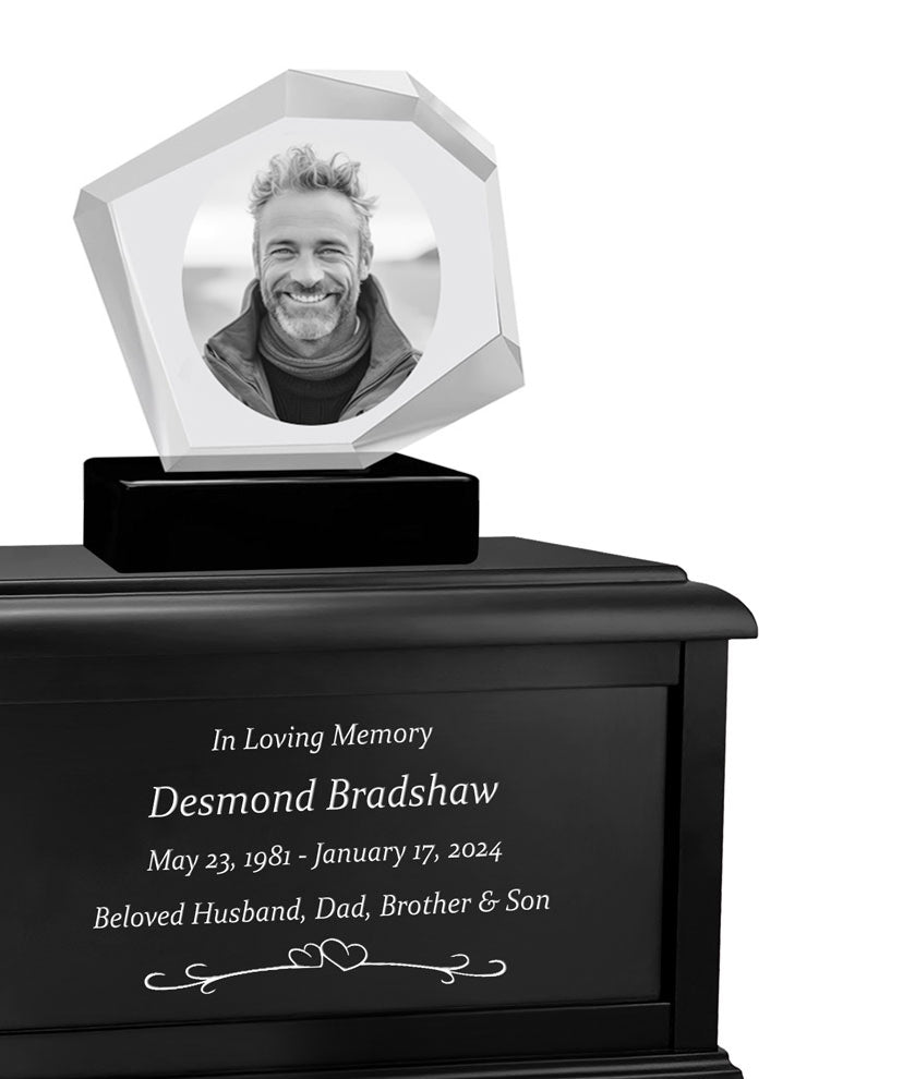 Mountain 3D Crystal Black, Brown or White Keep The Memory® Wood Urn Set - 3D Crystal Photo Engraved Wood Urn
