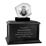 Mountain 3D Crystal Black, Brown or White Keep The Memory® Wood Urn Set - 3D Crystal Engraved Photo Urn