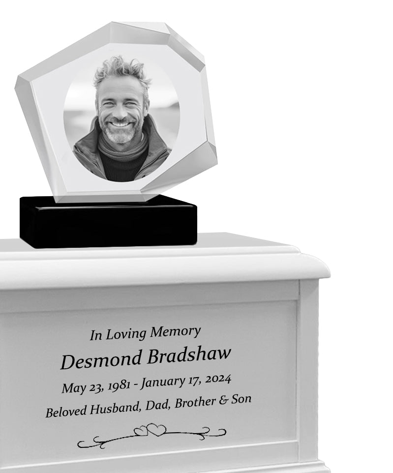 Mountain 3D Crystal Black, Brown or White Keep The Memory® Wood Urn Set - 3D Crystal Photo Engraved Wood Urn