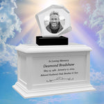 Mountain 3D Crystal Black, Brown or White Keep The Memory® Wood Urn Set - 3D Crystal Photo Engraved Wood Urn