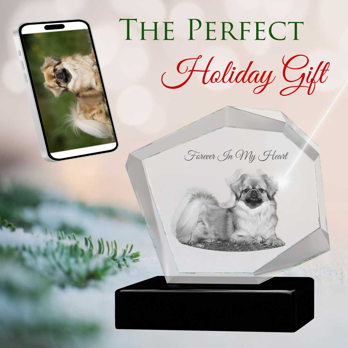3D Crystal Large Mountain Photo - Engraving & Light Base Options