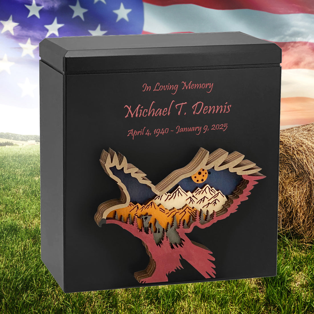 Owl, Wolf, Eagle, Dragon, Ocean, Horses, Bear, Whale Wood Art Cremation Adult Urn - Handmade Adult Wood Urns