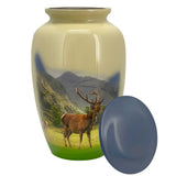 Mountainside Deer Cremation Urn - Tribute Wreath™ - Pro Sand Carved Engraving