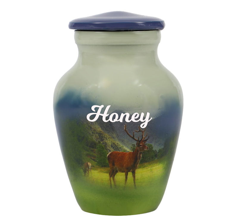Mountainside Deer Mini Urn - Love Charms® Option