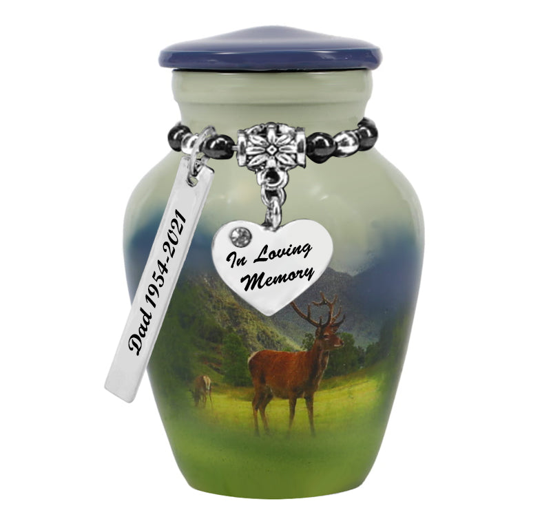Mountainside Deer Mini Urn - Love Charms® Option