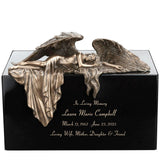 Mourning Angel Metal Cremation Urn - Adult Angel Urn - Personalized Engraving - Burial Vault Option