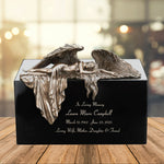 Mourning Angel Metal Cremation Urn - Adult Angel Urn - Personalized Engraving - Burial Vault Option