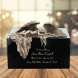 Mourning Angel Metal Cremation Urn - Adult Angel Urn - Personalized Engraving - Burial Vault Option