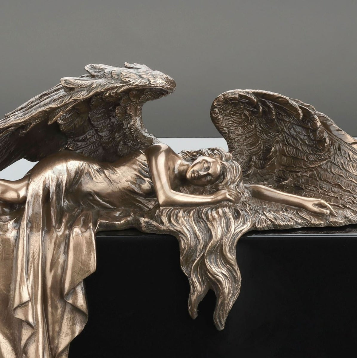 Mourning Angel Metal Cremation Urn - Adult Angel Urn - Personalized Engraving - Burial Vault Option