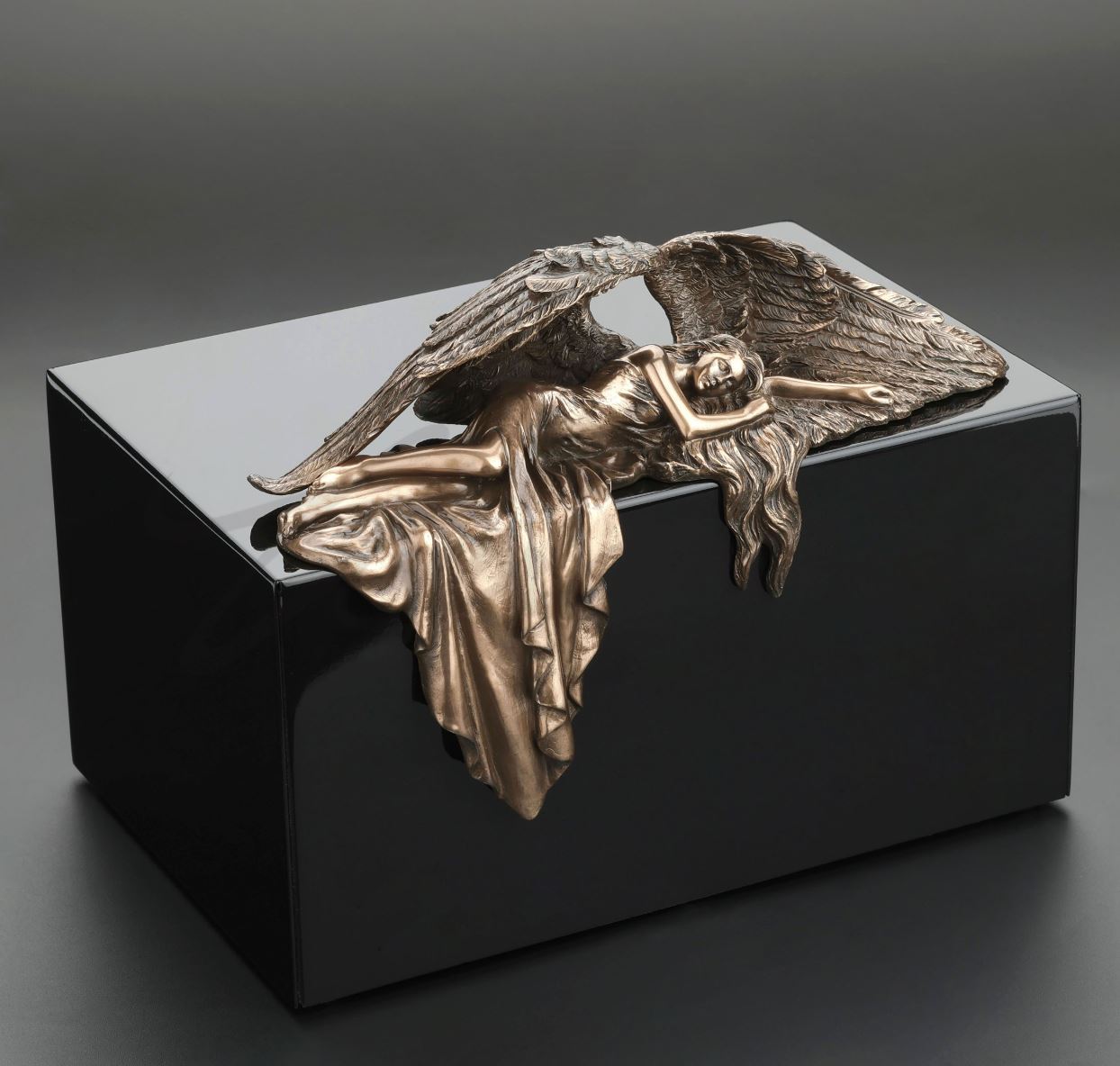 Mourning Angel Metal Cremation Urn - Adult Angel Urn - Personalized Engraving - Burial Vault Option
