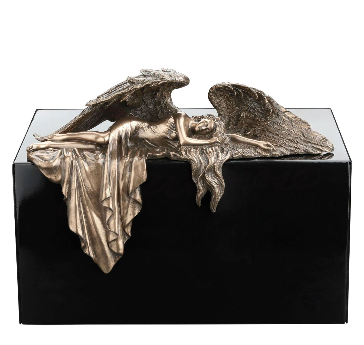 Mourning Angel Metal Cremation Urn - Adult Angel Urn - Personalized Engraving - Burial Vault Option