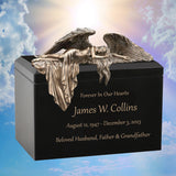 Mourning Angel Wood Cremation Urn - Adult Angel Urn - Personalized Engraving - Burial Vault Option