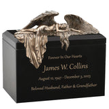 Mourning Angel Wood Cremation Urn - Adult Angel Urn - Personalized Engraving - Burial Vault Option