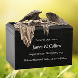 Mourning Angel Wood Cremation Urn - Adult Angel Urn - Personalized Engraving - Burial Vault Option
