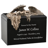 Mourning Angel Wood Cremation Urn - Adult Angel Urn - Personalized Engraving - Burial Vault Option