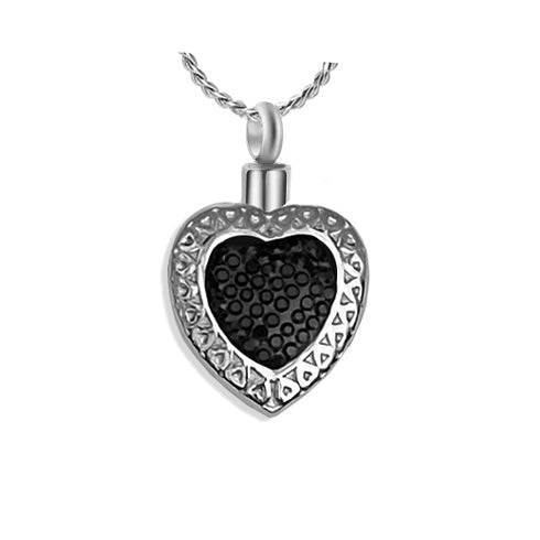 Black Mourning Heart Pendant Urn - Love Charms™ Option