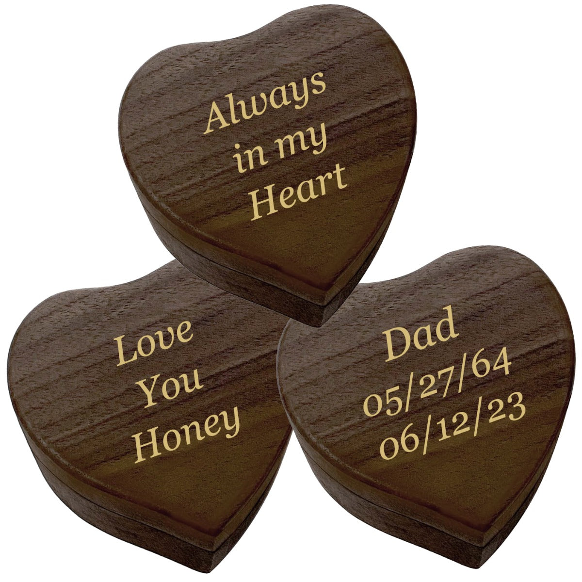 Walnut Heart Music Box Keepsake Urn - My Heart Will Go On