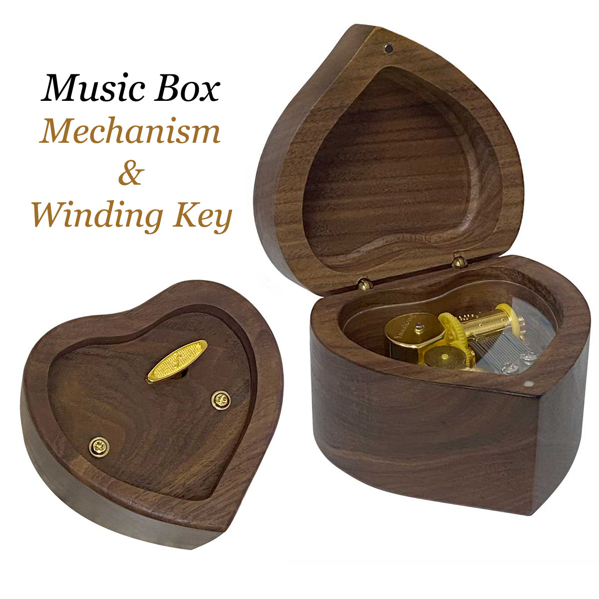 Walnut Heart Music Box Keepsake Urn - My Heart Will Go On