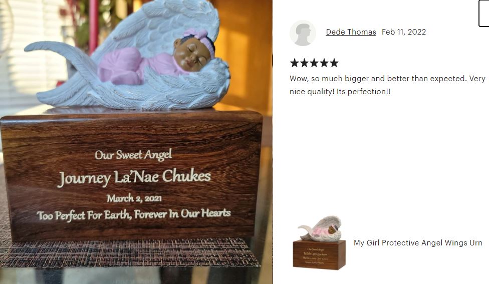 Child Girl Protective Angel Wings Urn