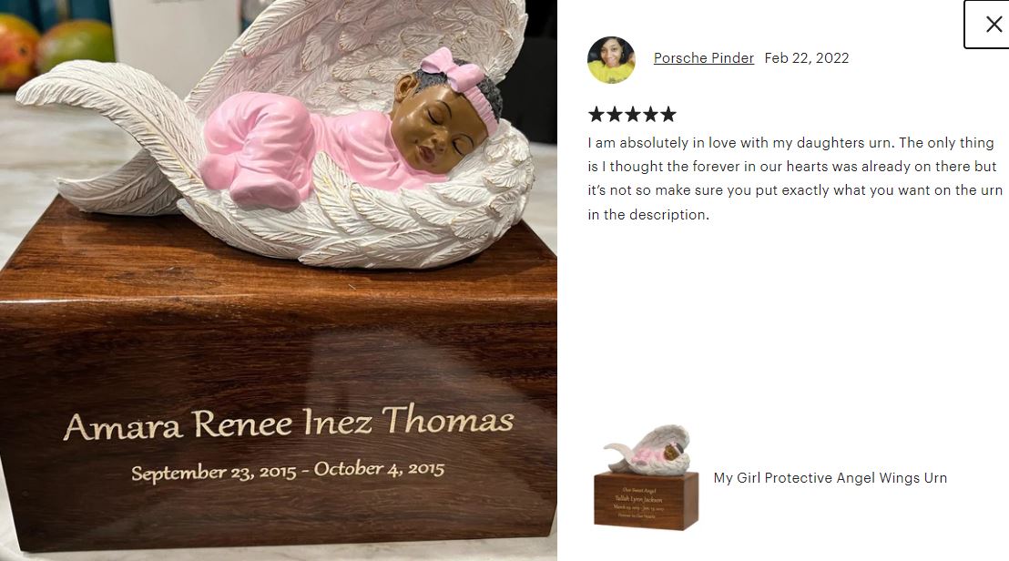 Child Girl Protective Angel Wings Urn