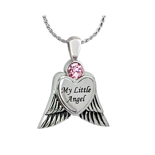 My Little Angel Pink Cremation Jewelry Urn - Love Charms Option