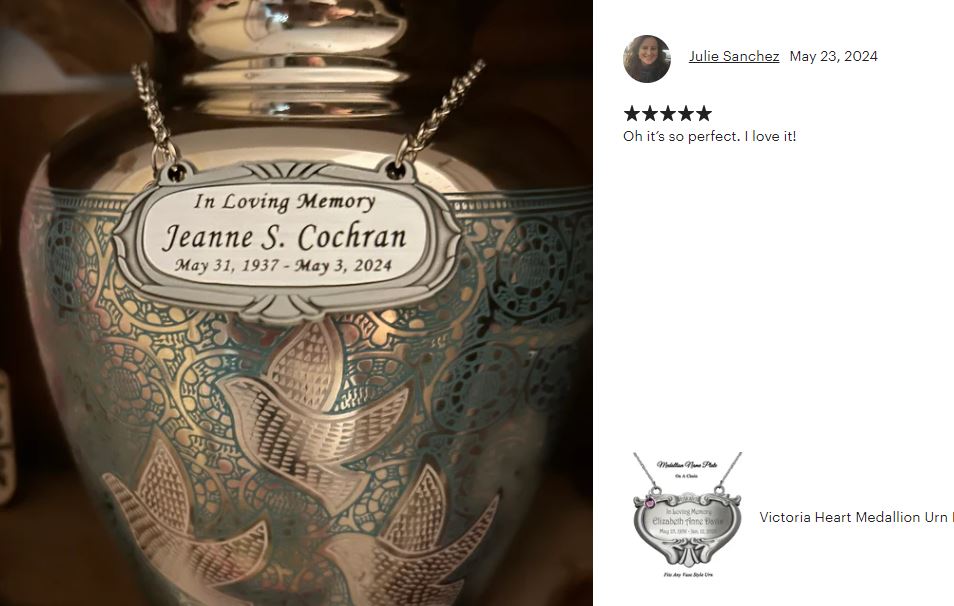 Pewter Medallion Urn Name Plates - Birth & Passing Stone Option