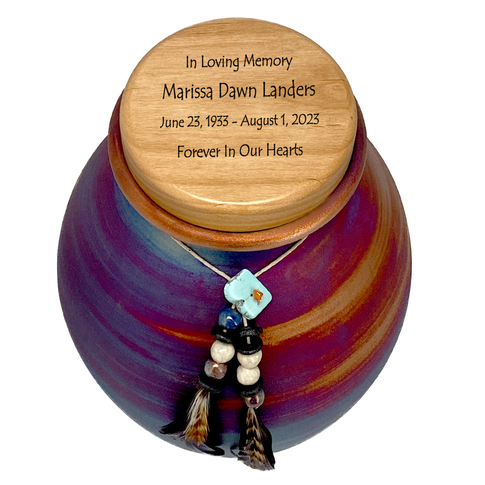 Native American Style Raku Cremation Adult or Medium Urn - Personalization Option