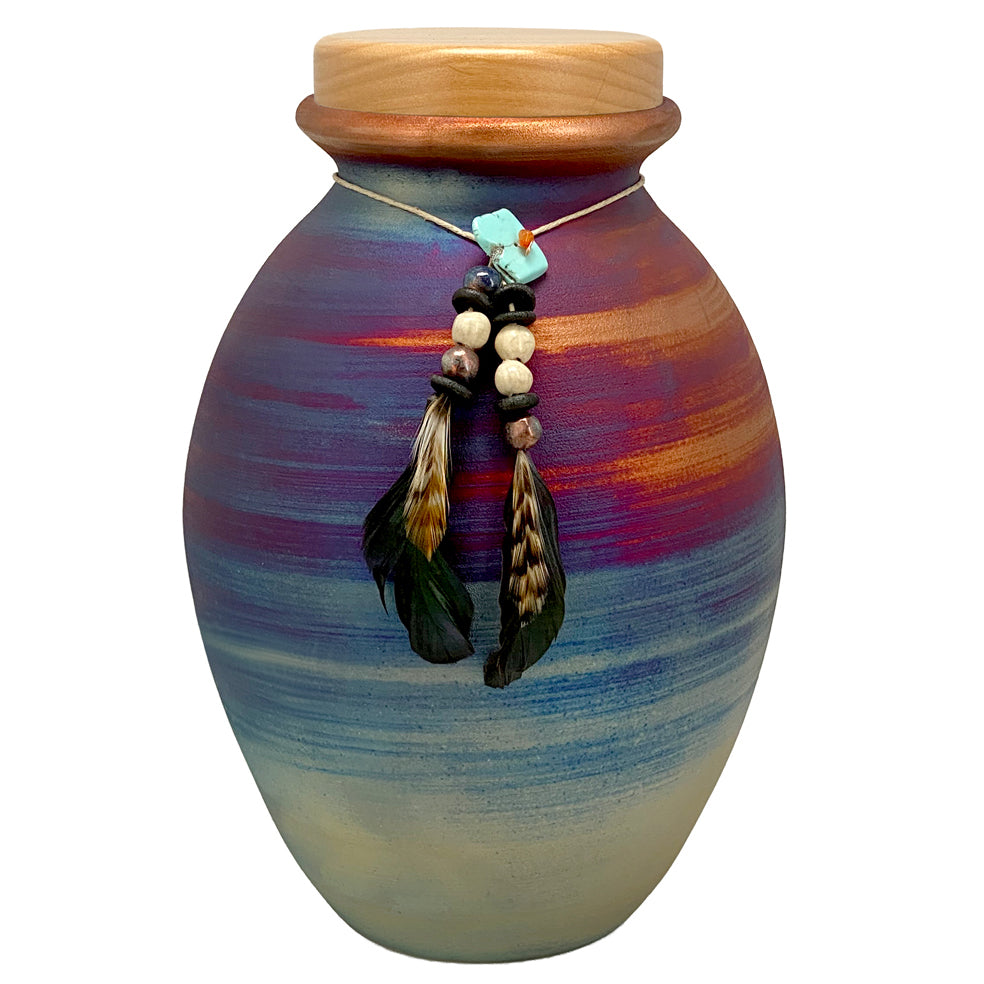 Native American Style Raku Cremation Adult or Medium Urn - Personalization Option